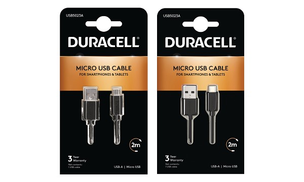 Duracell 1m+2m USB-A till Micro USB-kabel