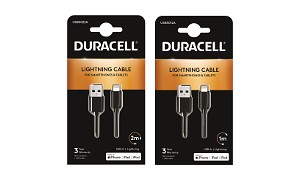 Duracell 1m+2m USB-A till Lightning-kabel